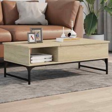 Coffee Table Sonoma Oak 100x50x35 cm Engineered Wood and Metal vidaXL
