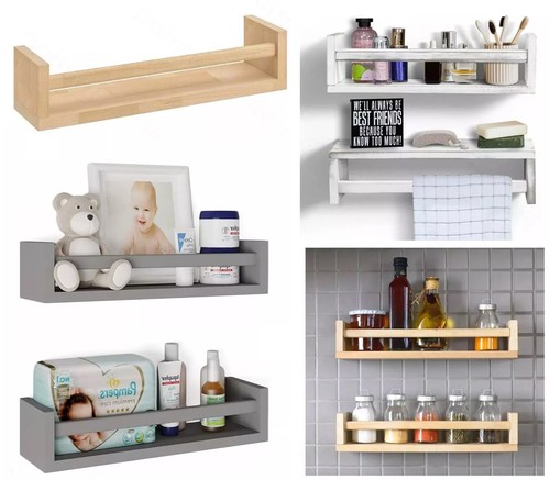 Wooden wall mounted spice rack - wall,