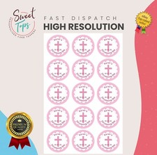15x 2" Pink Christening Personalised Round Edible Cupcake Toppers Decorations