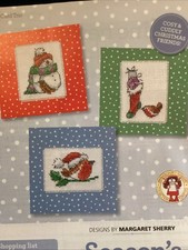 Margaret Sherry Cards Robin Snowman Stocking Christmas Cross Stitch Chart