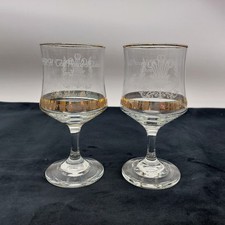 2 Commemorative Glass Wine Goblets Royal Wedding 1981 Charles & Diana 200ml