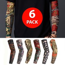 6 Pcs Tattoo Sleeves Unisex Mens Women Nylon Temporary Fake Full Arm Stockings
