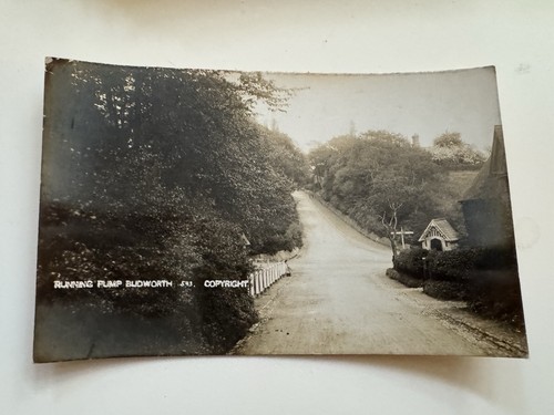 Antique postcard running - postcard, pump