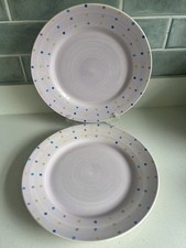 Whittard Of Chelsea Spotted Dinner Plates Pink Spotty Ceramic 27cm Plate Crazed