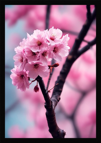 Vibrant cherry blossom framed - vibrant,