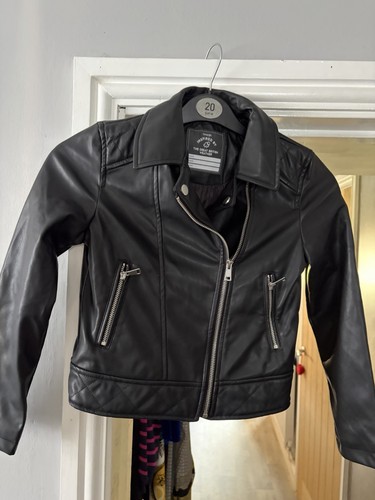 Girls black biker jacket - girls, age