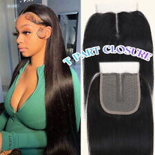 Hair Closure Swiss Lace Brazilian Indian Virgin Human Hair Middle T-part 4*4 UK