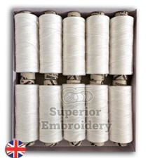 10 x SPOOLS WHITE 100% COTTON SEWING THREAD ALL PURPOSE SEWING SPOOLS FREE P&P