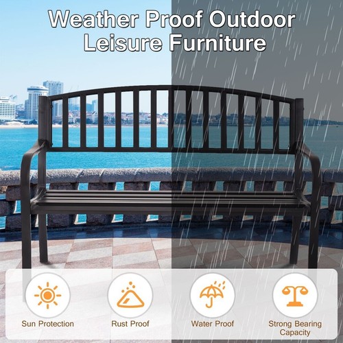 Metal park bench - bench, black