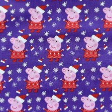Peppa Pig Santa Christmas Character Fabric Fat Quarter Poly Cotton