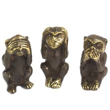 Set of 3 Brass Monkeys - See
