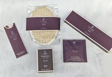 ASPREY Travel Pack Set Loofah Dental Nail Care Kit Bath Salts Soap Sanitary Bag