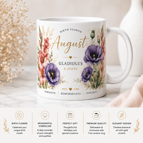 August birth flower mug - august,