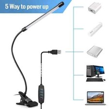 USB Clip On Desk Lamp Flexible Clamp Reading LED Light Night Bed Table Bedside