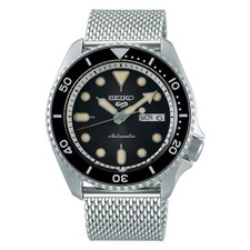seiko 5 sports srpd73k1 automatic black dial mesh stainless steel men's watch