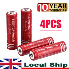 4PACK 14500 3.7V 2800mAH Lithium Li-ion Rechargeable Battery Batteries & Case UK