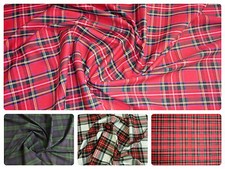 Flat Weave 100% Cotton Tartan Fabric Material Double Sided - 147cm (58") wide