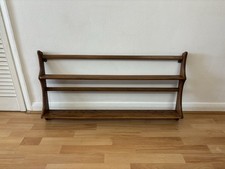 Amazing Vintage Ercol Solid Wood Wall Hanging 2 Tier Shelf Plate Rack Display