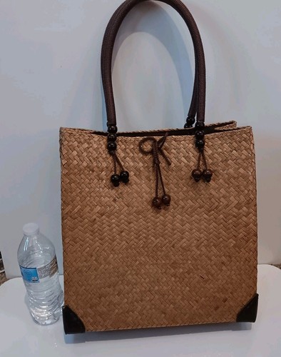 Rattan summer beach tote with - rattan,