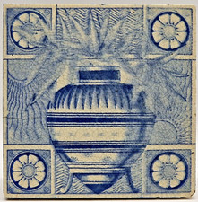 Aesthetic Fireplace Tile Blue & White Christopher Dresser Style C1880 AE2
