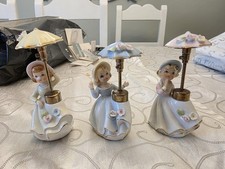 Beautiful Vintage Porcelain Perfume Atomiser Bottle Set Antique