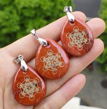 3pcs Flame Jasper Gems Orgonite Pendants Chakra Reiki Healing Talisman Amulet 