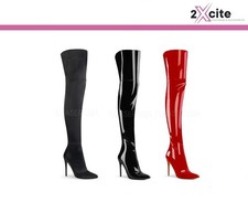Pleaser Stiletto Heel Thigh High Stretch Boots 5" Pointed Ladies Courtly 3012