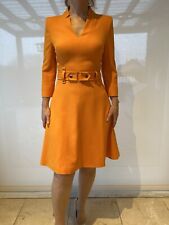 Worn Once. Karen Millen Forever cinch waist A-line dress Orange size 10 UK/EU 38