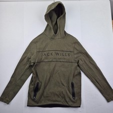 Jack Wills Hoodie Large Green Mens Hooded Sweatshirt Pullover Logo Graphic Print