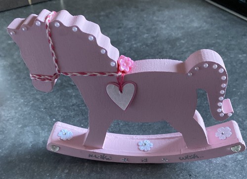 Hand decorated wooden pink - hand,