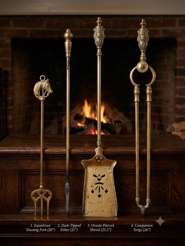 Vintage brass fireplace - vintage,