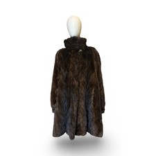 Vintage Real Mink Fur Coat Brown Mid Length Size 10/12 – Luxury Winter Jacket
