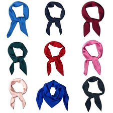 Square Satin silk Scarves Plain Neck Scarf 50s Retro Women Scarf Lightweight