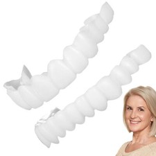 Snap On Upper＆Bottom Teeth Set False Teeth Denture Veneers Dental Tooth Cover