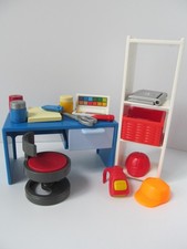 Playmobil School/Dollshouse furniture: Desk, shelf unit, art accessories NEW