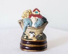 Vintage Kees Colourful Cast Noah's Ark with Animals Iron Door Stop