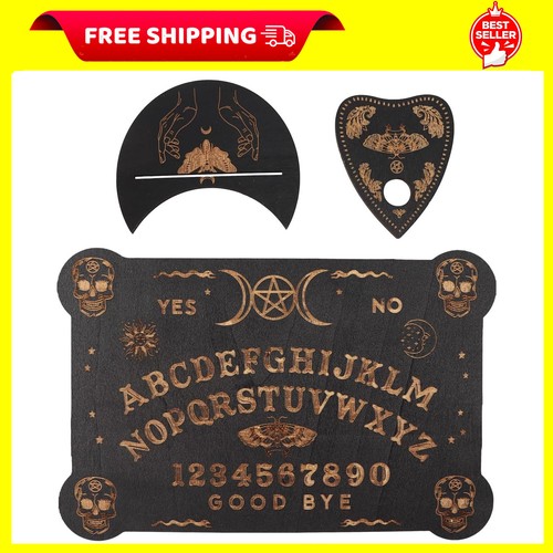 Wooden black ouija board set - board,