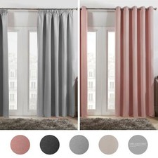 Dreamscene Pair of Eyelet OR Pencil Pleat BLACKOUT Curtains Thermal Ready Made