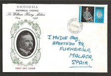 RHODESIA, 1969 HISTORIC FIGURES SIR WILLIAM MILTON ON ILLUSTRATED FDC, TO SPAIN