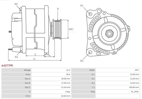 Alternator with freewheel belt