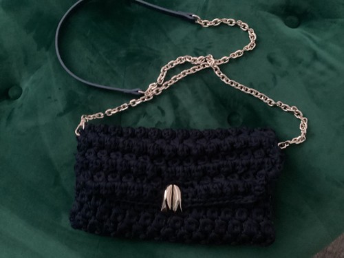 Bennett navy crochet clutch - lk,