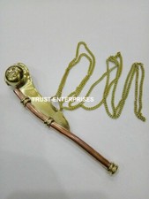 Vintage Bosuns Nautical Marine Whistle Brass Chain Whistle