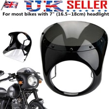 Windshield Wind Screen Front Headlight Fairing For Motorcycle Cafe Racer Black~