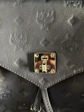 MCM Navy Blue Logo Backpack