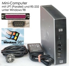 SILENT MINI COMPUTER HP T5630W 1GB WINDOWS 98SE RS-232 SERIAL LPT PARALLEL TC39
