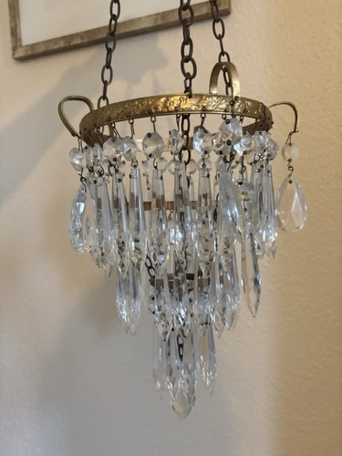 Vintage brass crystal - vintage,
