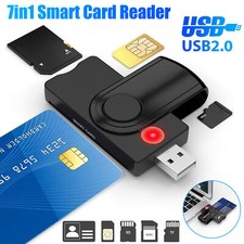 7-in-1 USB 3.0 Smart Card Reader Micro TF SD SIM ID Memory Adapter for PC Laptop