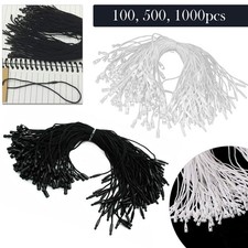 Black & White Hang Tag String with Snap Lock to Attach Clothing Labels 7/10inch