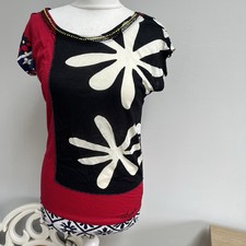 Desigual Top Red Black White