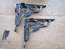 PAIR of 7.5" GNER railway Cast iron antique Rustic vintage shelf brackets AI